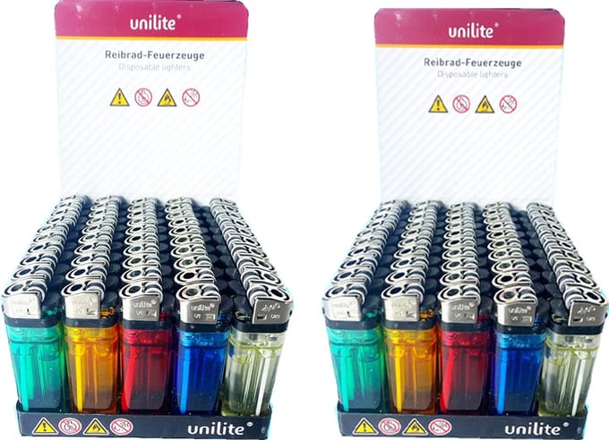 100 x wegwerp aanstekers - vuursteen aansteker Unilite