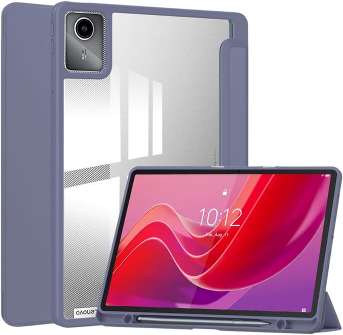Lunso Geschikt voor Lenovo Tab M11 - Luxe Acrylic Tri-Fold Bookcase hoes - Lila