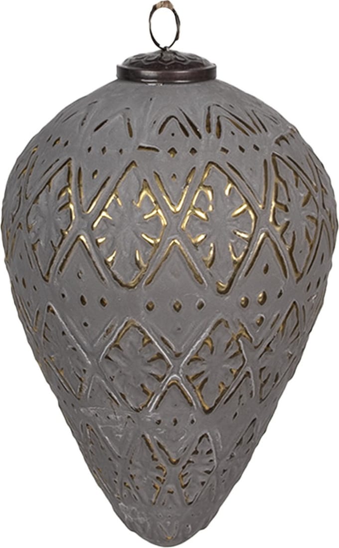 Clayre & Eef Kerstbal Overig 21 cm Grijs Glas Kerstballen