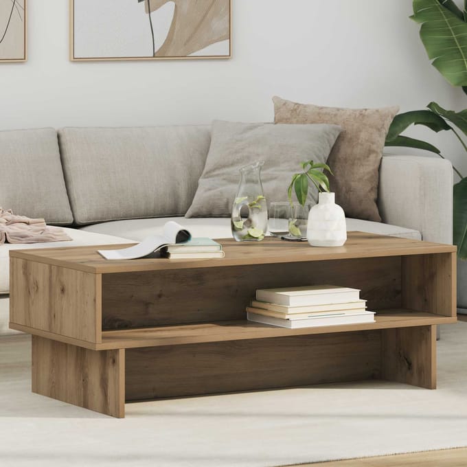 vidaXL - Salontafel - Artisan - Eiken - 100 - x - 46 - x - 35 - cm - Bewerkt - hout
