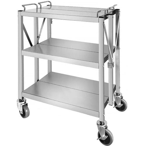 GGM Gastro Serveerwagen - opvouwbaar - 635x400mm - met 3 bladen zilver
