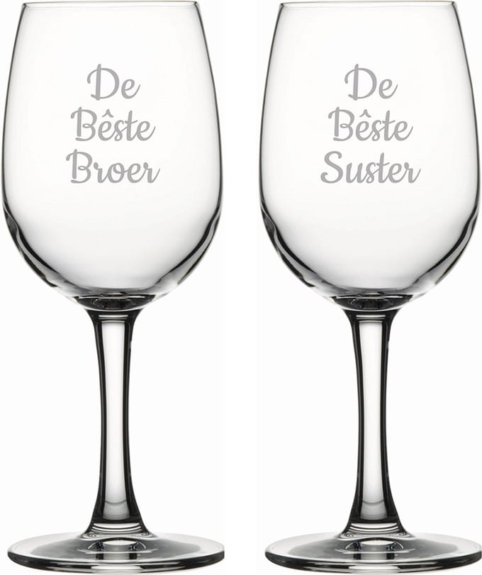 Gegraveerde witte wijnglas 26cl De Bêste Broer- De Bêste Suster