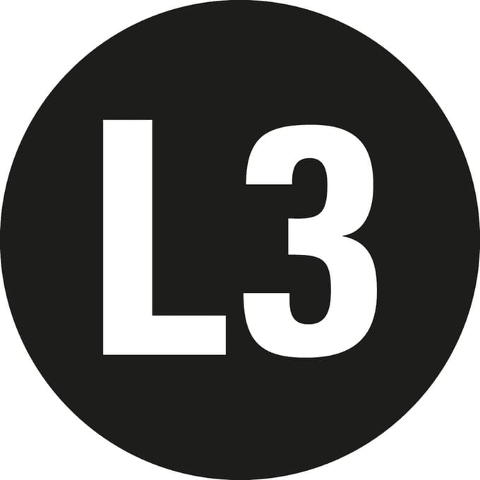 Fase L3 geleider sticker, vel, zwart wit 25 mm - 10 per vel