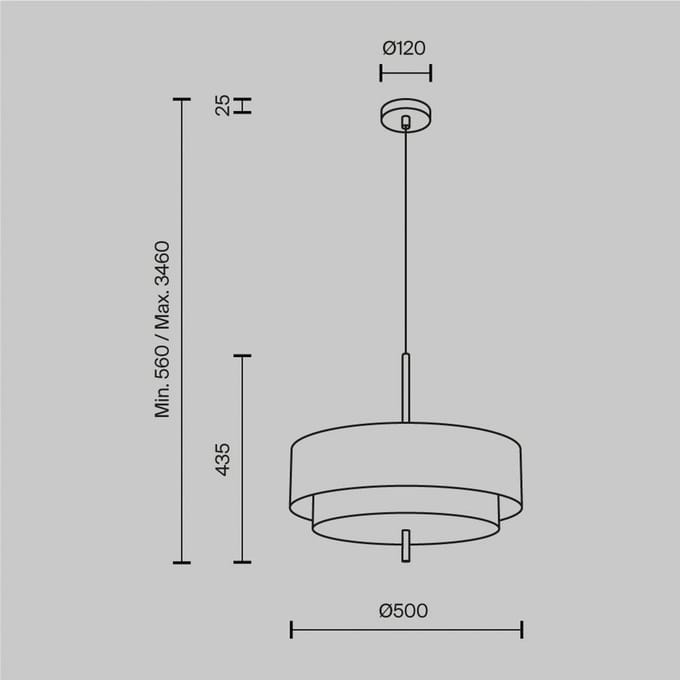 Hanglamp Maytoni Bergamo, wit/zwart, Ø 50 cm, linnen