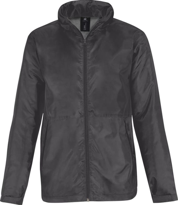 B&C Mens Multi Active Hooded Fleece Lined Jacket (Donkergrijs)