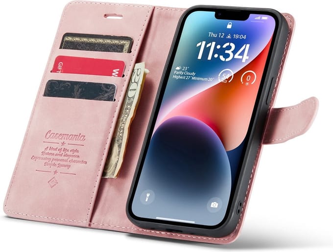 iPhone 11/XR Bookcase hoesje - CaseMe - Effen Roze - Kunstleer