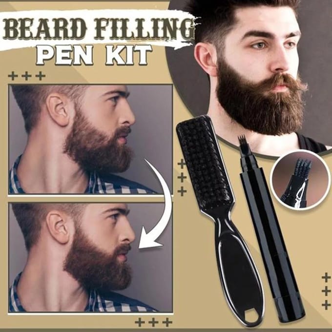 Baardgroei (Filler) Zwart + Missan Borstel - Baard pen