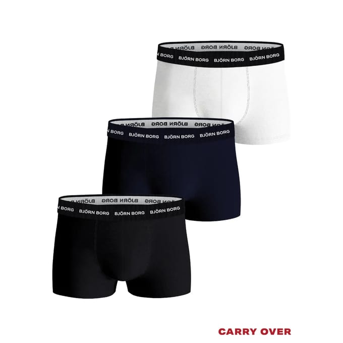 Björn Borg Cotton Stretch trunks - heren boxers korte pijp (3-pack) - wit - navy blauw - zwart