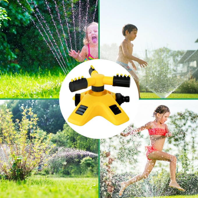 Arroseur de jardin rotatif à 360 degrés, 2 Modes de pulvérisation réglables, système d'irrigation de pelouse pour l'extérieur jaune