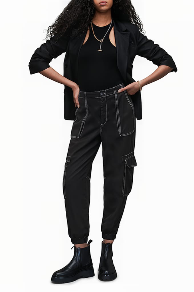 AllSaints Frieda Stitch Trouse Black Größe: W27 | Cargohosen Outlet | Damen | Schwarz
