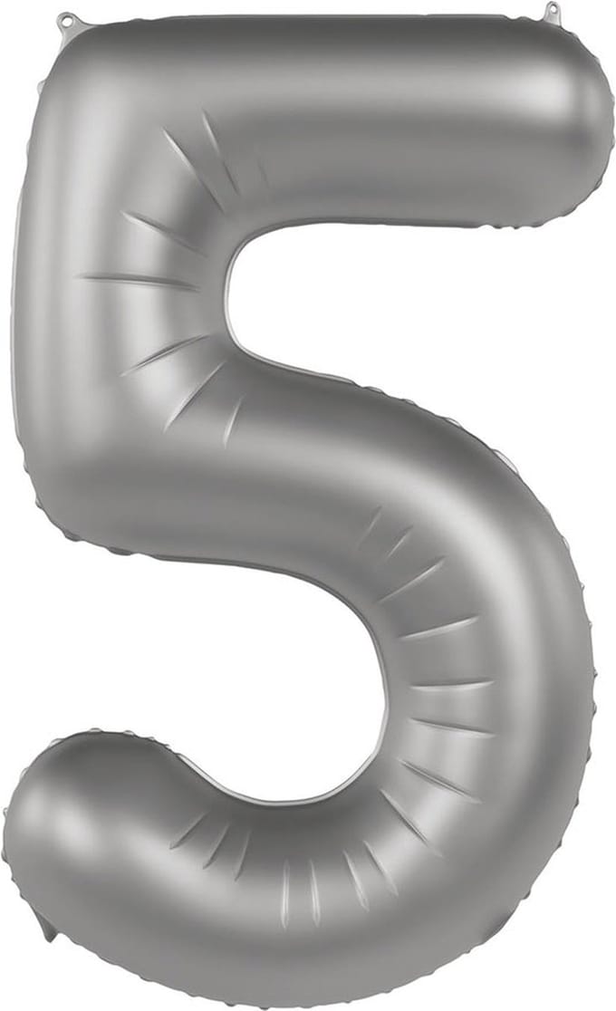 Folat - Folieballon Cijfer 5 Moonlight Silver - 86 cm