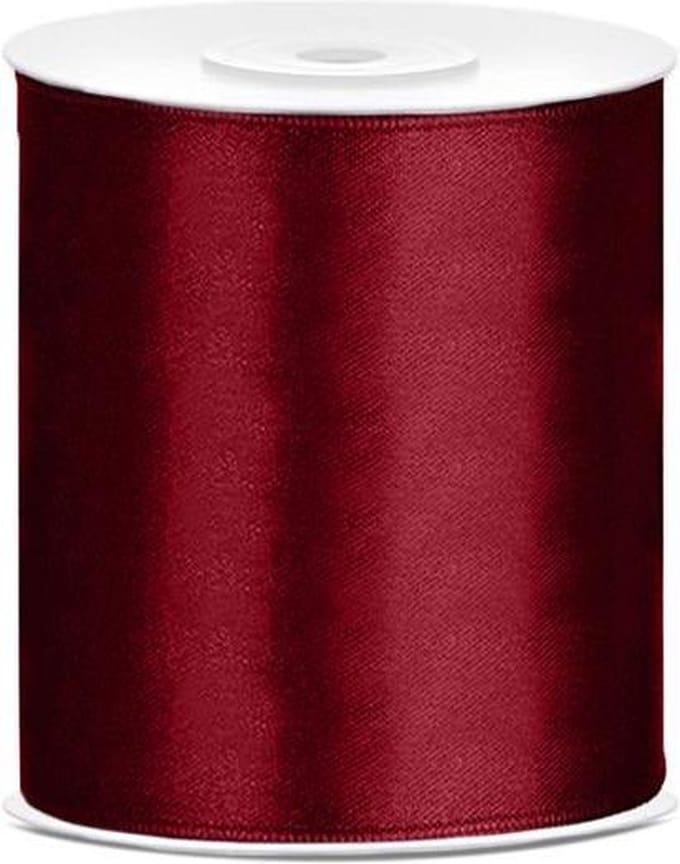 Satijn Lint Bordeaux Rood 100mm 25m