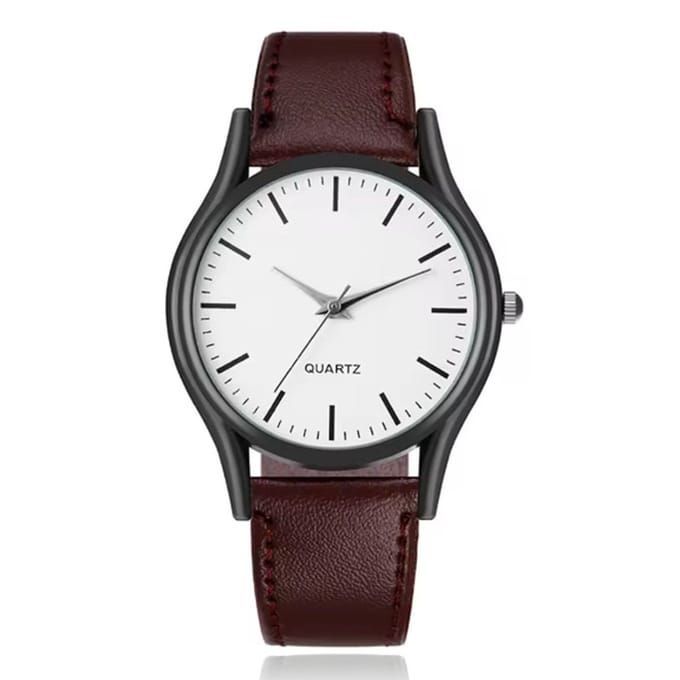 LGT Minimalistisch herenhorloge met donkerbruine leren band