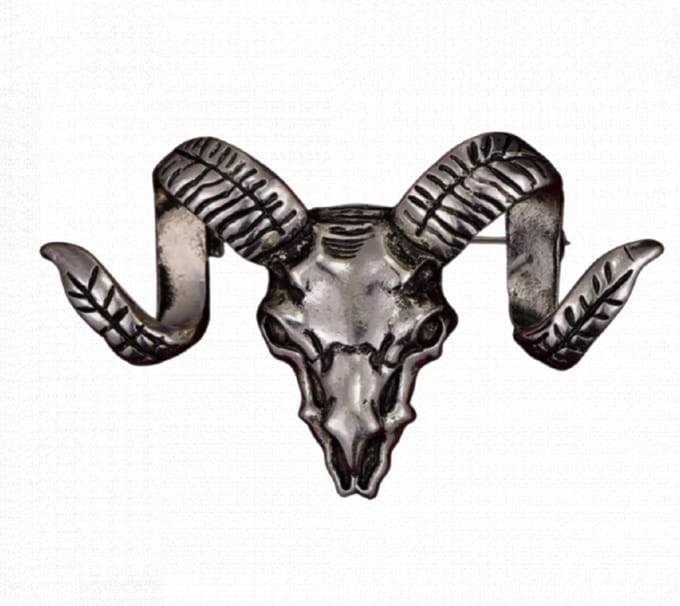 Broche skull gun zwart - Charme Bijoux