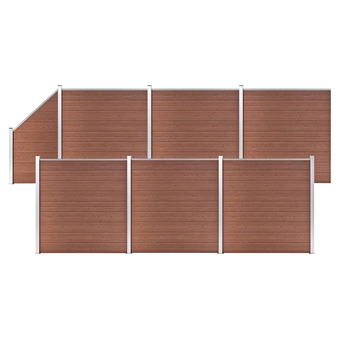 vidaXL - Schuttingset - 6 - vierkant - en - 1 - schuin - 1138x186 - cm - HKC - bruin