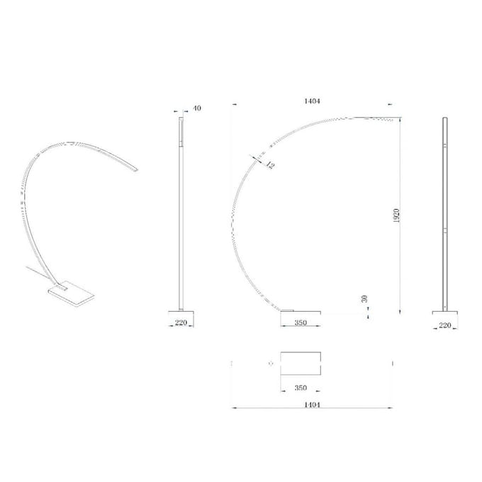 Lucide CURVE - Booglamp - LED Dimbaar - 1x15W 2700K - Zwart