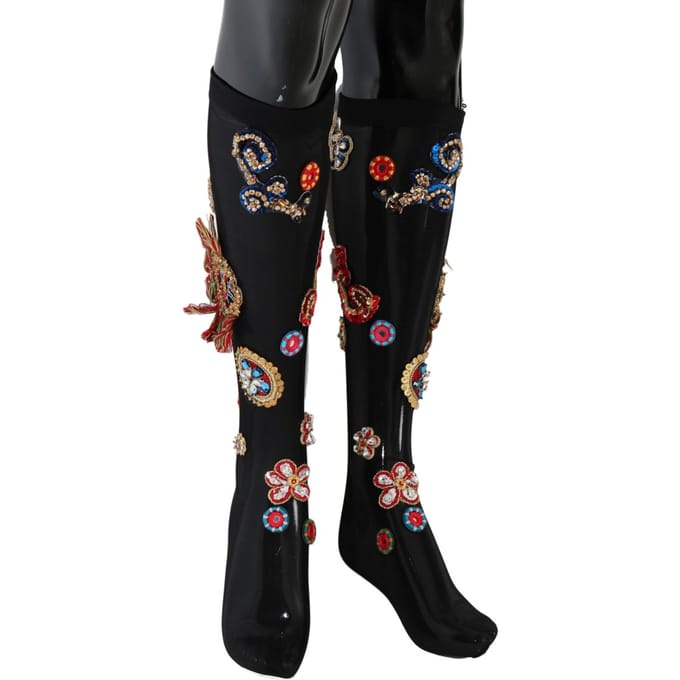 Dolce & Gabbana Elegante Versierde Kristallen Dameskousen