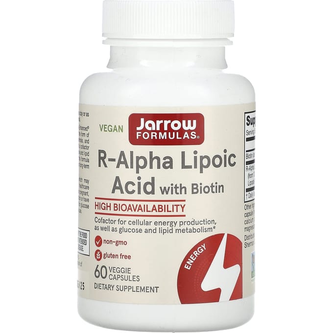Jarrow Formulas, Acide R-Alpha Lipoïque + Biotine, 60 Gélules Végétales