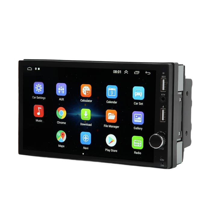 Autoradio Multimédia 7 pouces Écran Tactile Récepteur Bluetooth Navigation GPS avec Image de Recul pour Android 10.1 black