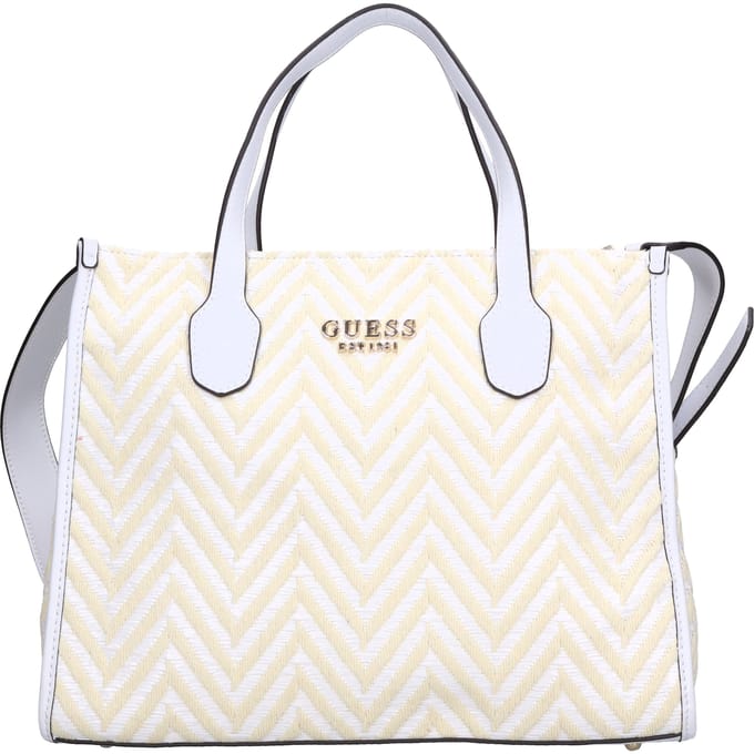 GUESS Schoudertas Silvana Two Compartment Tote White Wit Beige