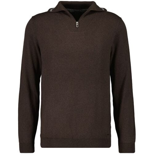 Ragman Trui Zip Collar Knitted Cotton Cashmere Bruin / male