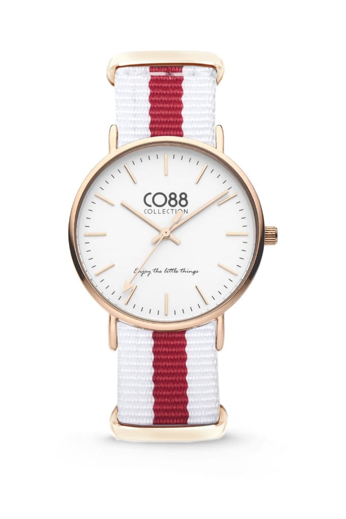 CO88 Collection 8CW-10028 - Horloge - nato nylon - wit/rood - 36 mm