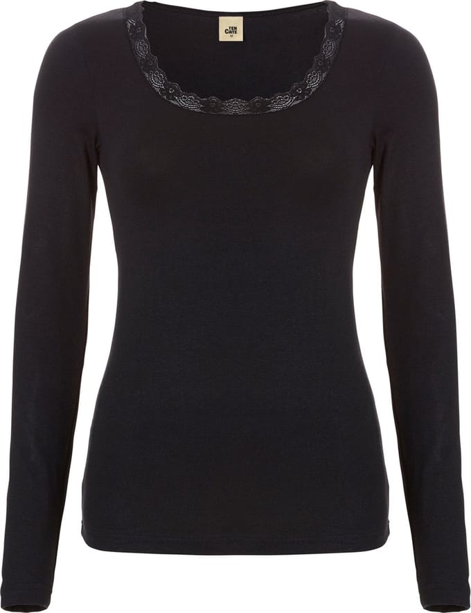 thermo shirt long sleeve met kant zwart voor Dames | Maat M