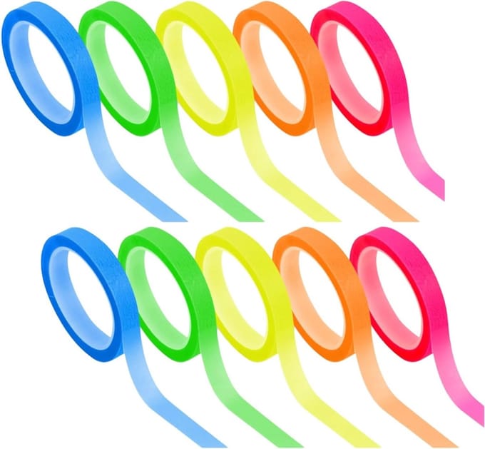 Kleurige Zelfklevende Highlight Strips, Transparante Sticky Notes en Fluorescente Labels voor School, Notities en Studeren - 10 Rollen van 0.6 cm x