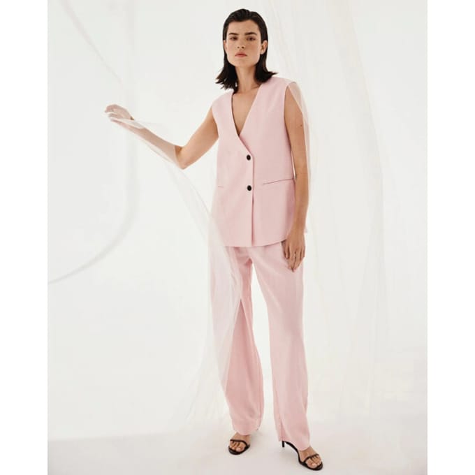 High waist stoffen broek van viscosemix model 'Franciska'