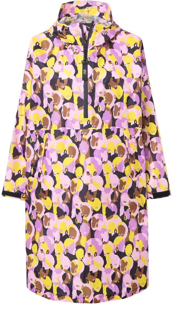 Laurasøn - Dames - Functionele regencape unisex print capuchon - Donker orchidee - Maat 1
