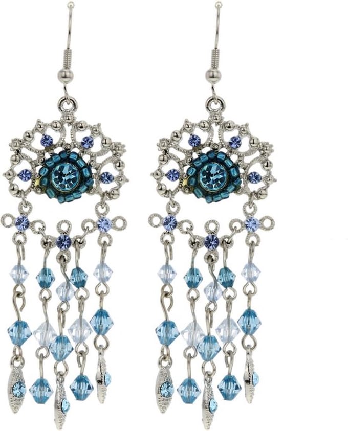 Behave - Oorbellen zilverkleur blauw - Boho chic - Feestelijk