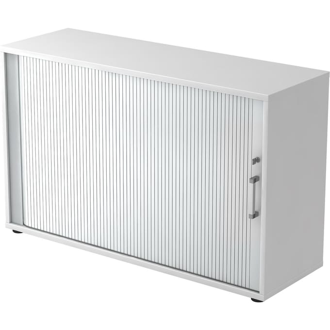 Roldeurkast TARVIS, 2 ordnerhoogten, B 1200 x D 400 x H 825 mm, afsluitbaar & stapelbaar, wit/wit