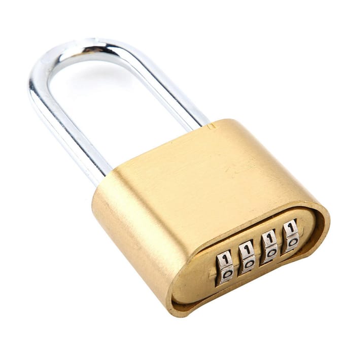 Cadenas Extérieur Code Combinaison 4 Chiffres Cadenas Long Étanche Laiton beige
