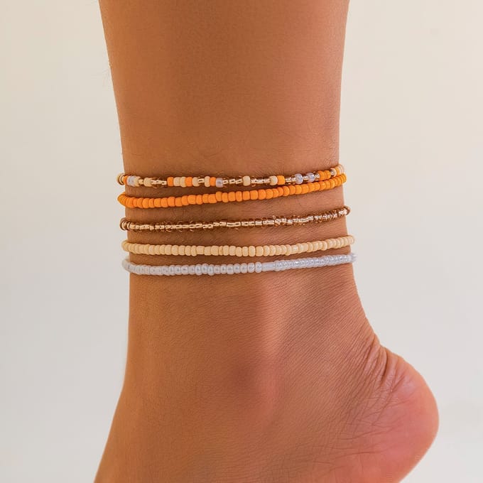 Jomide Enkelbandjes Kralen - Multi - Oranje