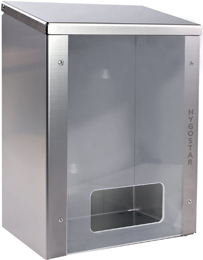 HYGOSTAR edelstalen dispenser met plexiglas ruit, zilver