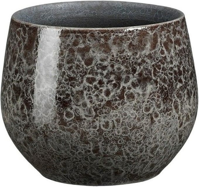 Mica Decorations Plantenpot/bloempot terracotta - antraciet - D16 x H13 cm - binnen