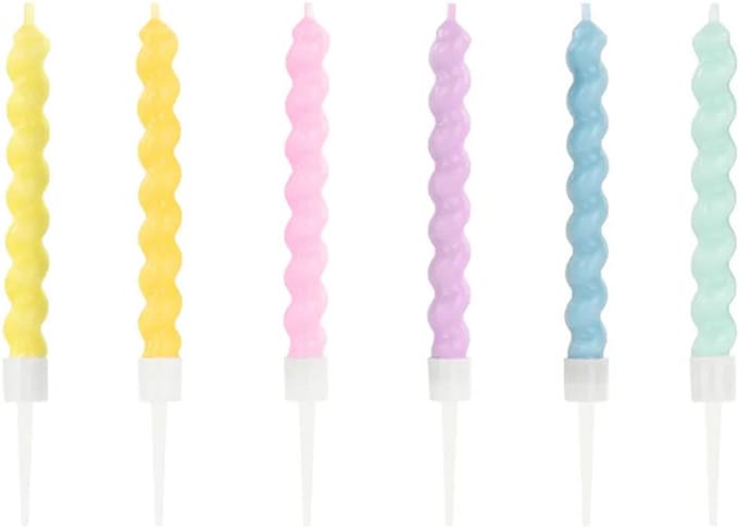 PartyDeco - Taartkaarsjes set 6st. - Curl mix