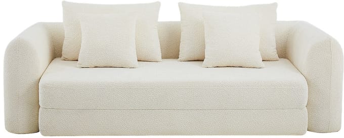 Vente-unique CATONO 3-zits slaapbank in beige boucléstof