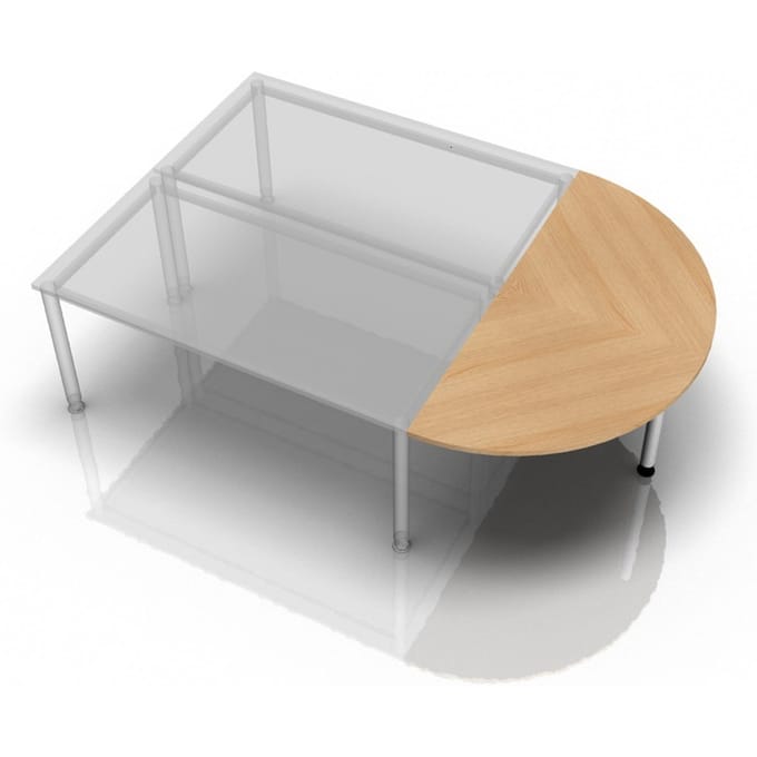 Aanschuiftafel Breno, voor bureaus Breno, ⌀ 1600 mm, eiken/zilver
