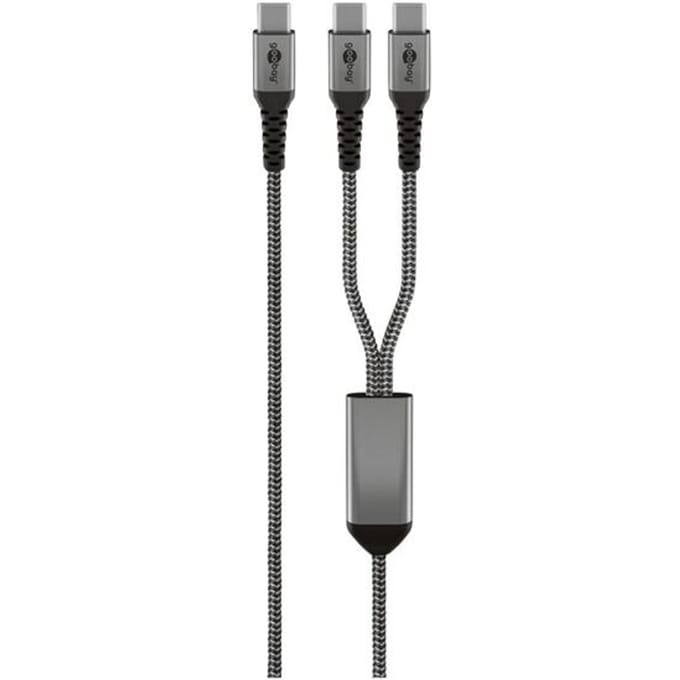 Goobay USB-C™ Textile Cable, 60 W, Power Delivery, 1.5 m, black;grey