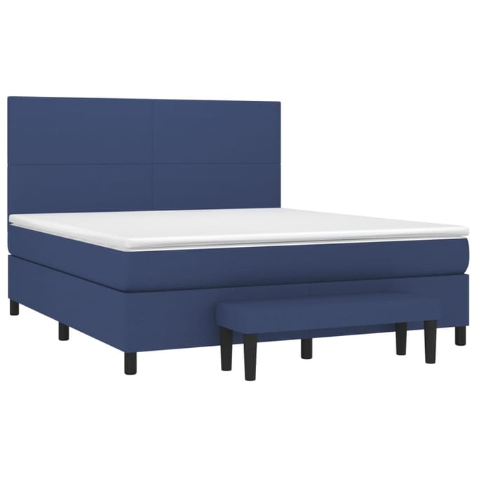 vidaXL - Boxspring - met - matras - stof - blauw - 180x200 - cm