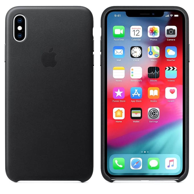 Leather Backcover voor Apple iPhone Xs Max - Black