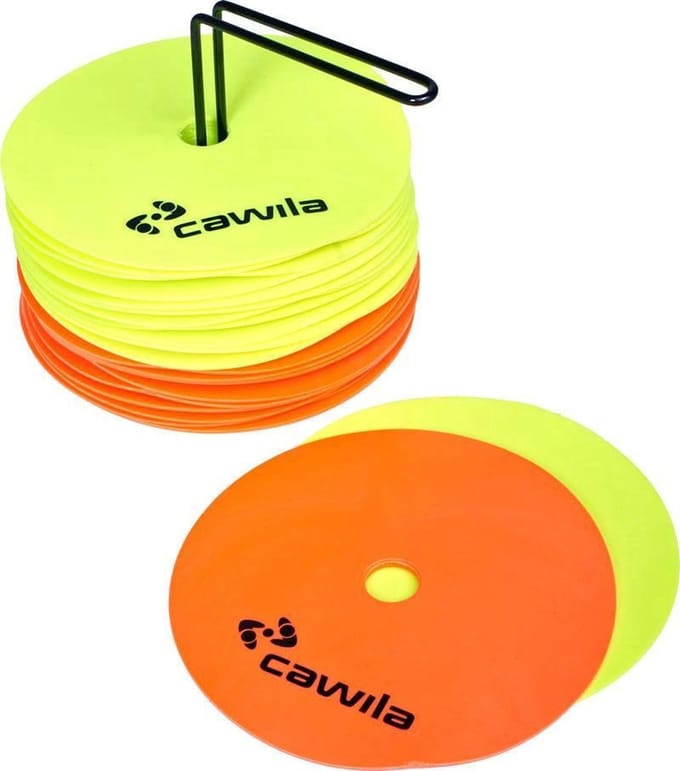 Cawila Floormarkers - Trainingsmaterialen - 24 stuks - geel/rood