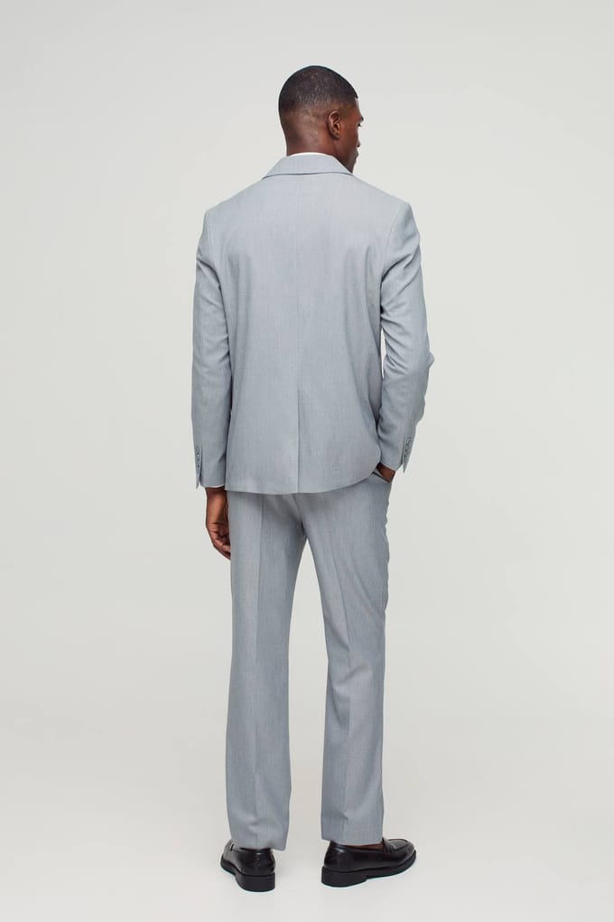 Straight Fit Stipe Textuur Blazer | Grey | Size 42