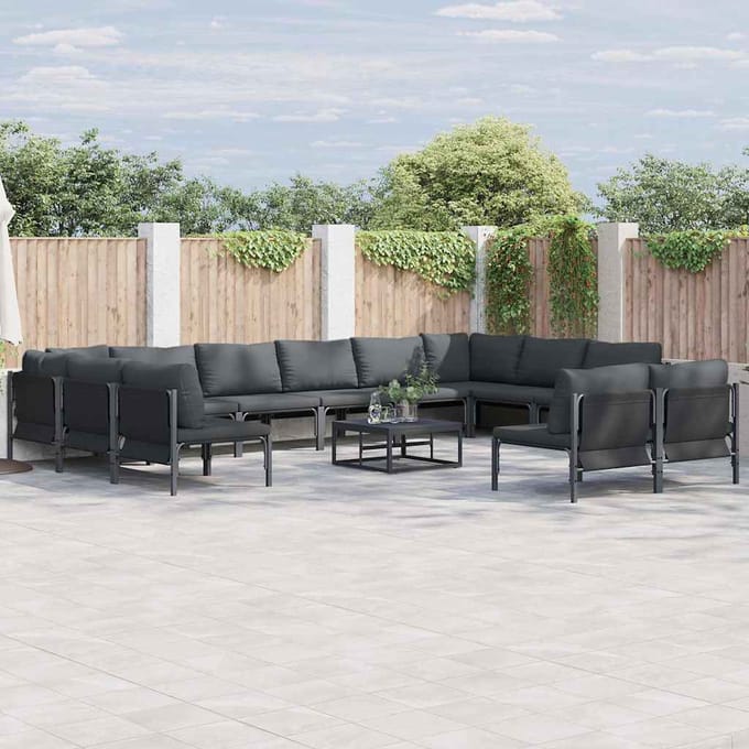 vidaXL - Tuinbank - Set - 13 - st - Zwart - Staal