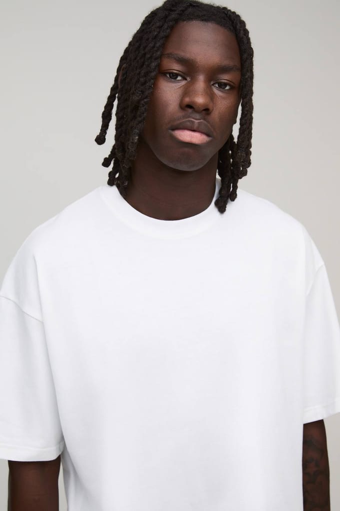 Essential Oversized Crew Neck T-Shirt | White | Size Small
