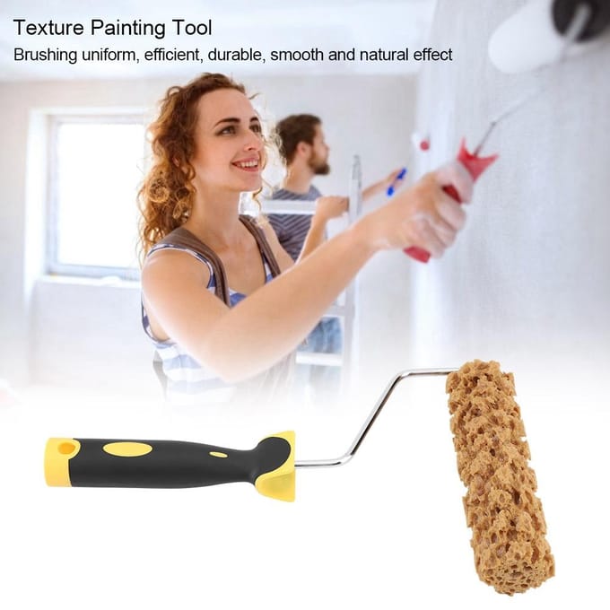 Textuur Patroon Verfroller Kwast met Handvat Decoreren voor Muurschildergereedschap brown