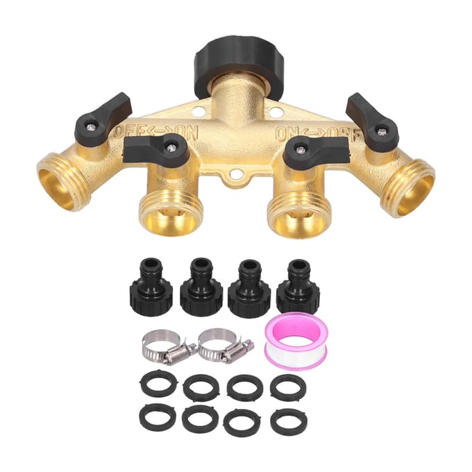 G3/4 4?Way Waterslang Splitter Tuinslang Adapter Watergeefconnector Verdeelstuk voor Kraan beige