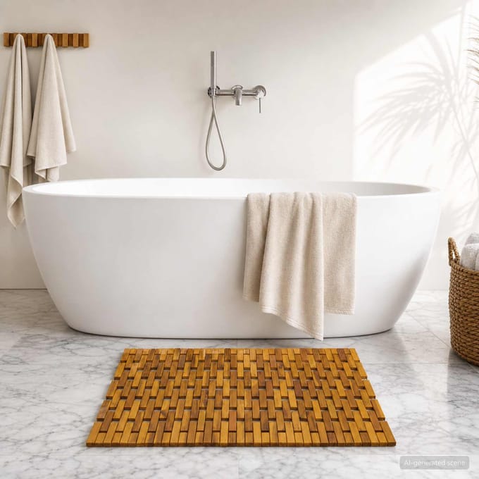 vidaXL - Badmatten - Naturel - 55 - x - 80 - cm - Massief - Acacia - Hout