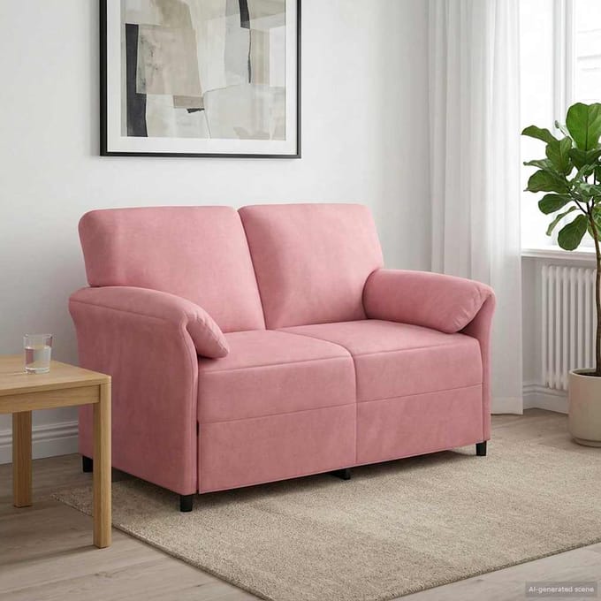 vidaXL - 2-Zits - Sofa - Roze - 138 - x - 83 - x - 95 - cm - Fluweel